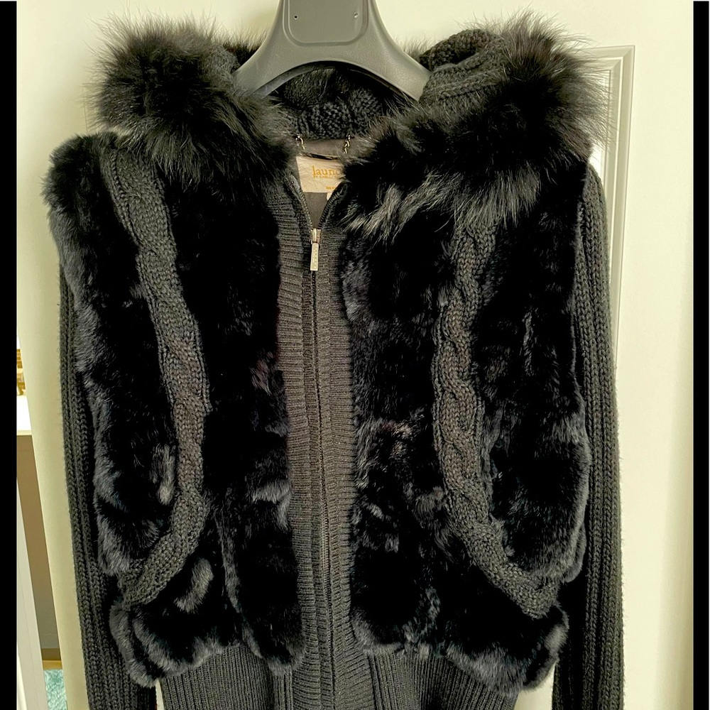 Laundry by Shelli Segal fur sweater cardigan
